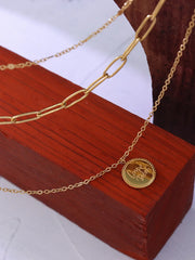 18K Gold-Plated Three-Layered Engraved Necklace OutfitFlow