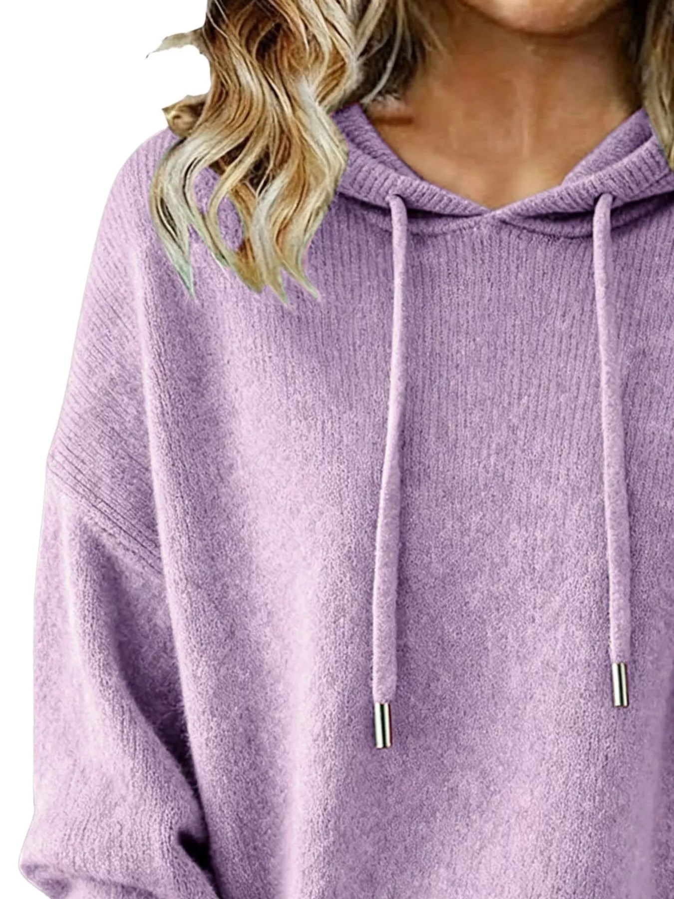 Drawstring Long Sleeve Hooded Sweater Trendsi