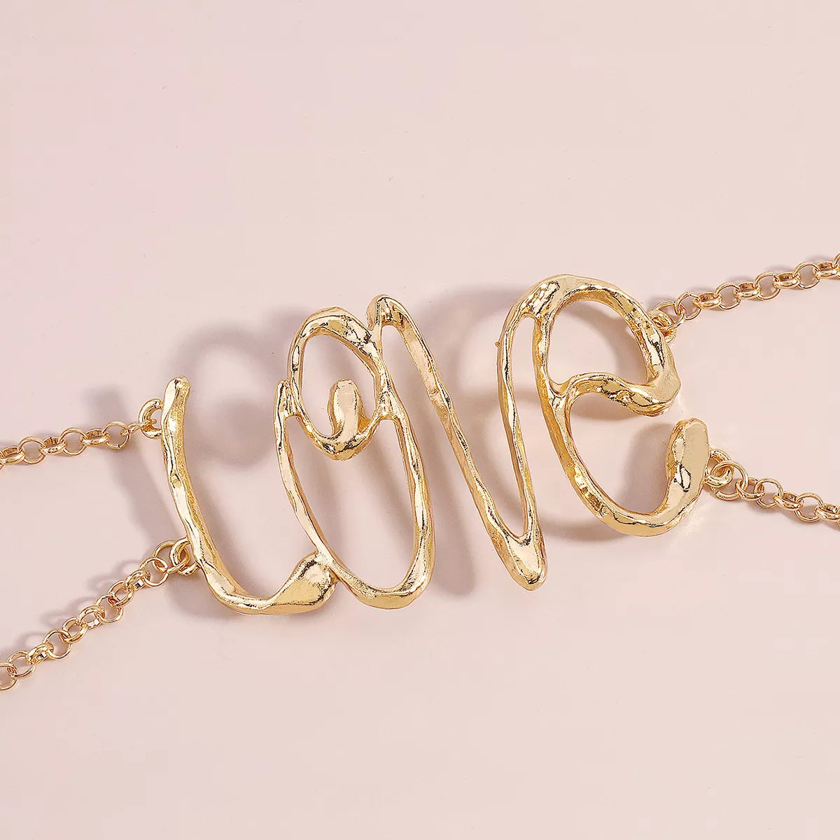 Gold Wire Love Script Statement Necklace OutfitFlow