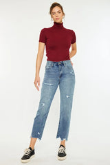 Kancan High Rise Classic Slim Straight Jeans MEDIUM OutfitFlow