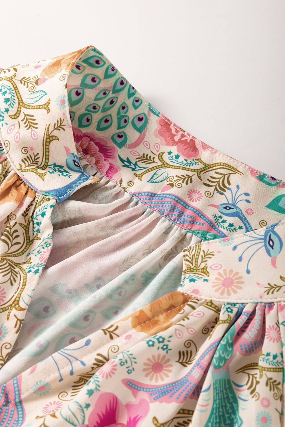 Printed Notched Lantern Sleeve Dress OutfitFlow