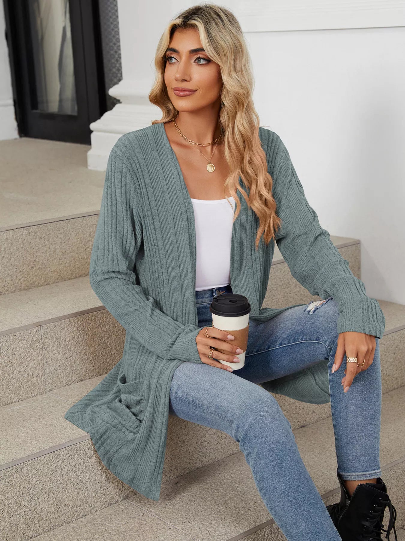 Open Front Long Cardigan OutfitFlow