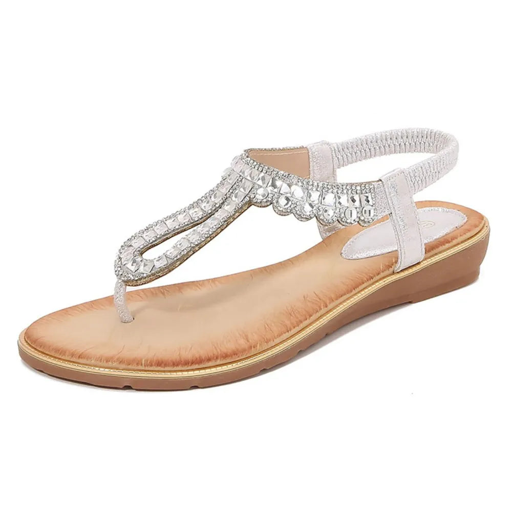 Toe Post Wedge Sandals Silver OutfitFlow