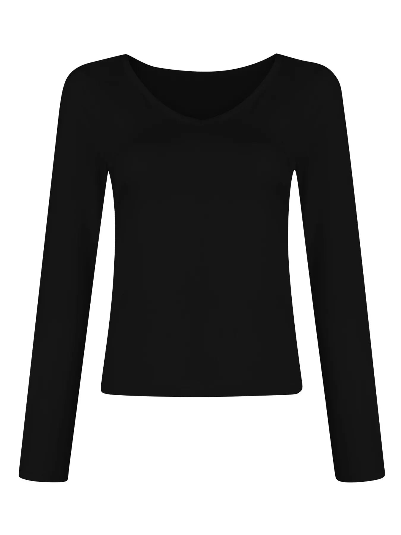 Full Size Slim Fit V-Neck Long Sleeve T-Shirt Plus Size Trendsi