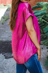 Round Neck Short Sleeve Casual Blouse OutfitFlow