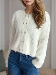 Outfit Flow - Heart Button Round Neck Cardigan