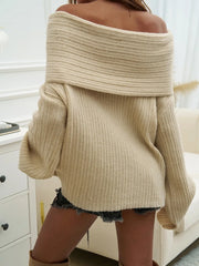 Devine Off-Shoulder Extra-Long Sleeve Sweater OutfitFlow