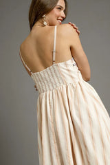 Umgee Striped Colorful Embroidered Trim Cami Dress OutfitFlow