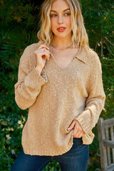 And The Why Textured Basic Collar Neck Sweater Pullover OutfitFlow