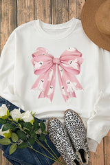 Outfit Flow - Bow Round Neck Long Sleeve Sweatshirt