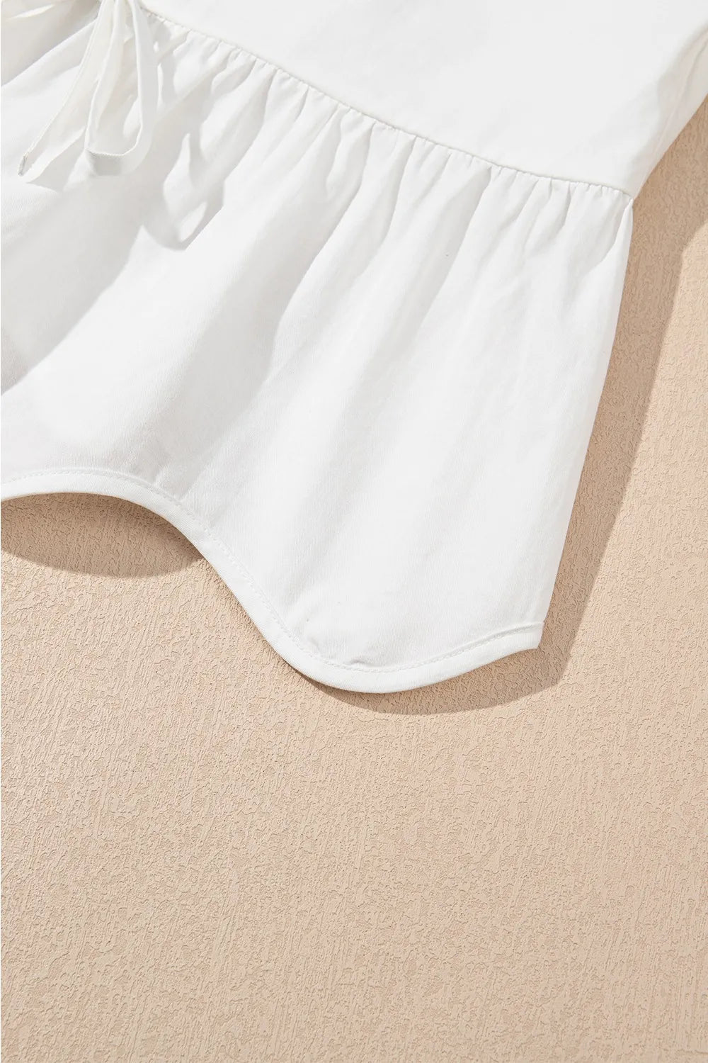 Bow Knot Decor Square Neck Puff Sleeve Peplum Top OutfitFlow