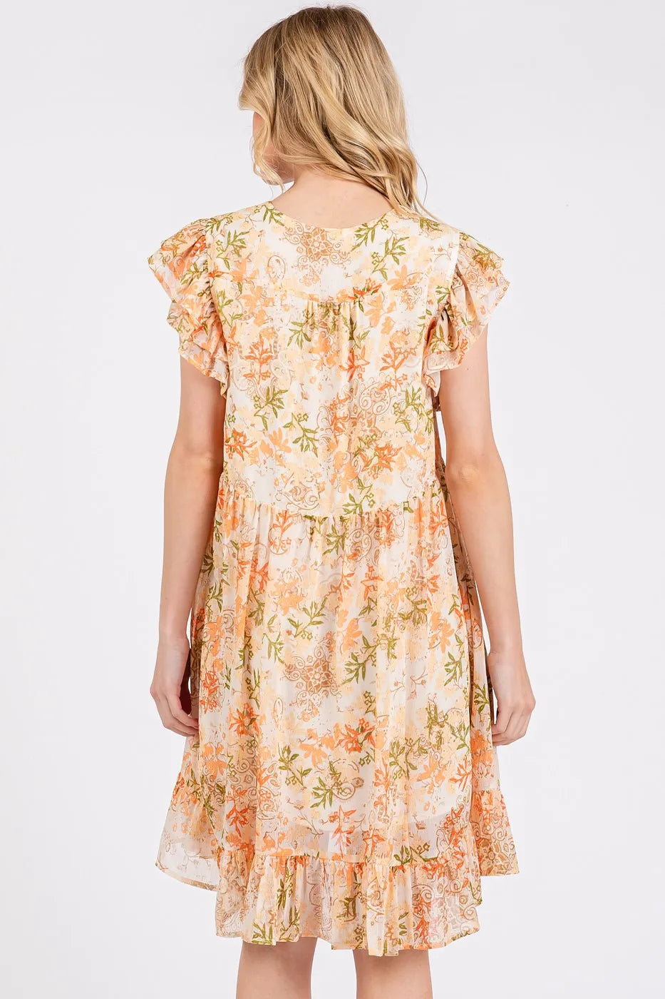 Mittoshop Floral Chiffon Ruffle Short Sleeve Mini Dress OutfitFlow