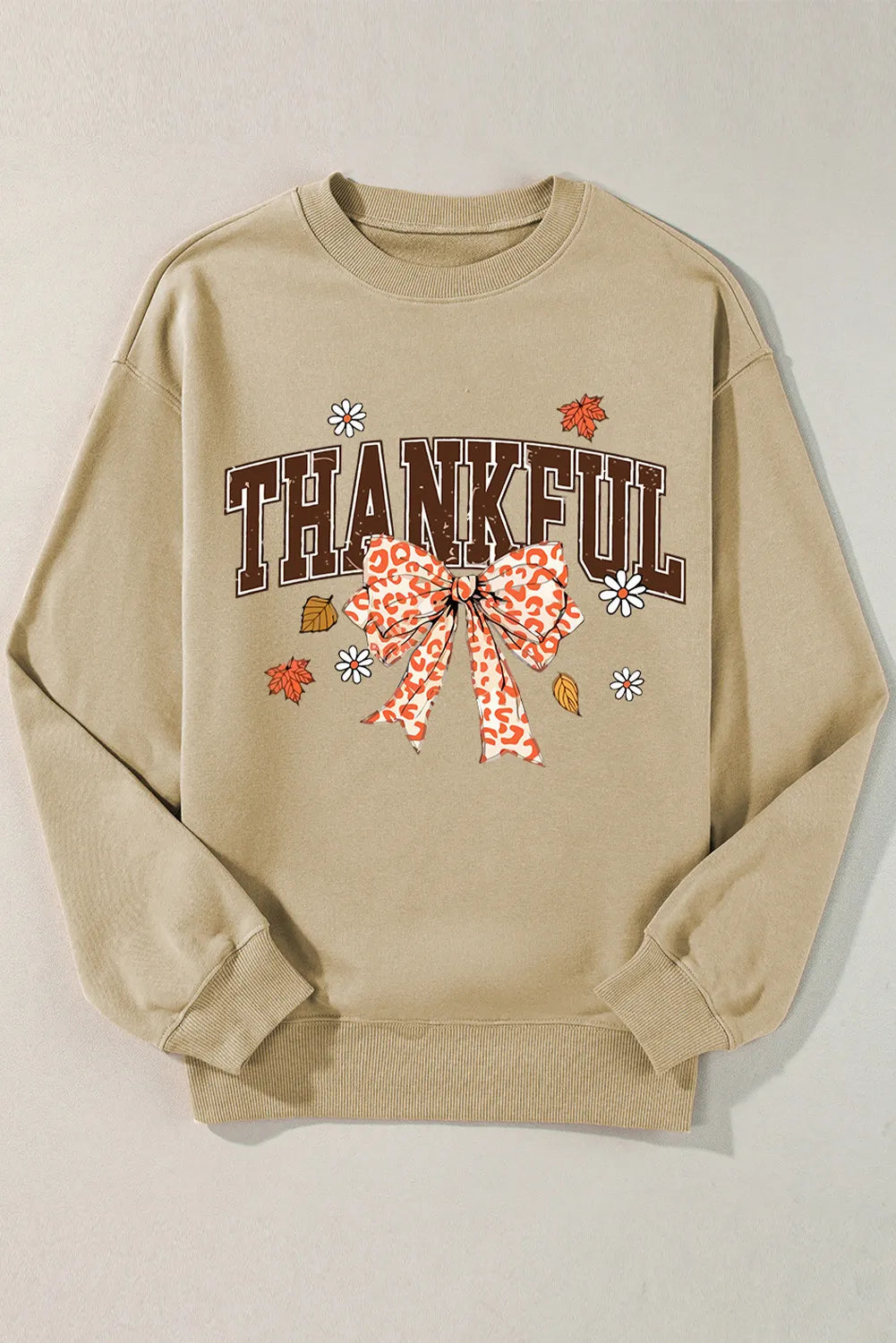 Outfit Flow - THANKFUL Bow Round Neck Long Sleeve Sweatshirt