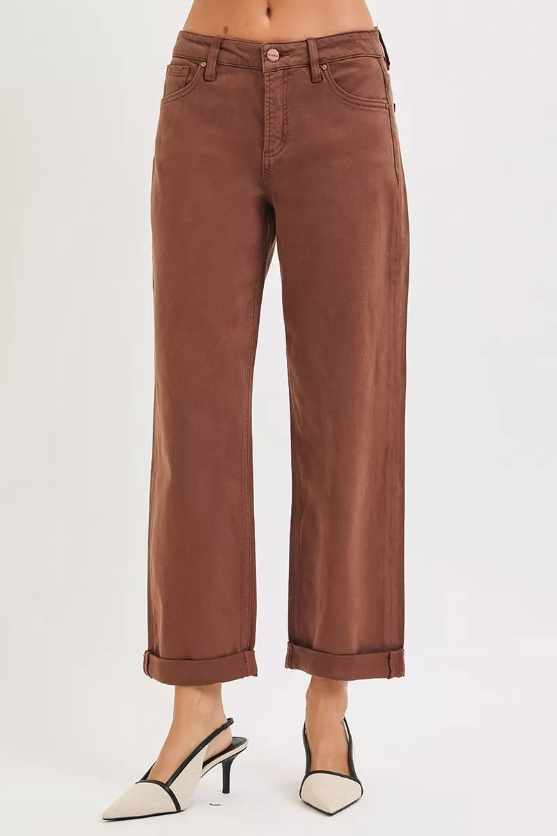 RISEN Full Size Tummy Control Mid Rise Ankle Barrel Baggy Plus Size OutfitFlow