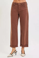 RISEN Full Size Tummy Control Mid Rise Ankle Barrel Baggy Plus Size OutfitFlow