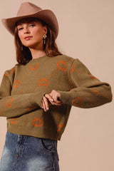SO ME Pumpkin Rhombus Halloween Thanksgiving Sweater OutfitFlow