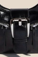 Fame Large Buckle Triple Zipper Hand Bag OutfitFlow