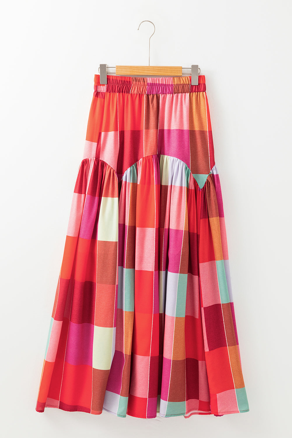 Outfit Flow - Color Block Elastic Waist Maxi Skirt