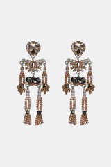 Skeleton Shape Glass Stone Dangle Earrings Caramel One Size OutfitFlow
