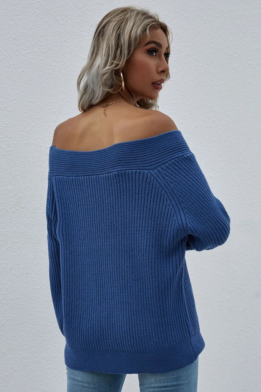 Off-Shoulder Rib-Knit Sweater OutfitFlow