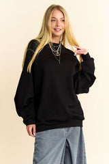 Outfit Flow - Davi & Dani Round Neck Raglan Sleeve Sweatshirt