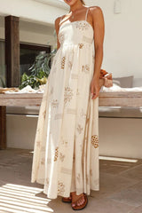 Printed Square Neck Maxi Cami Dress OutfitFlow