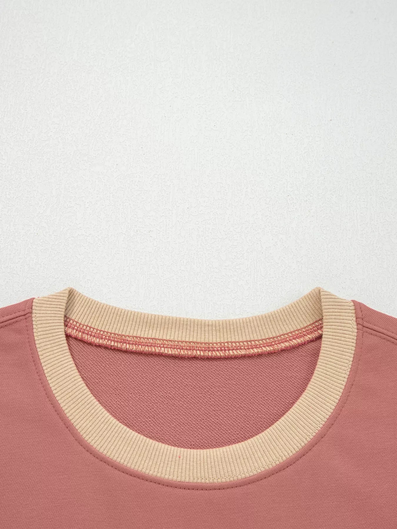 Contrast Star Patchwork Exposed Seam Uneven Hem Drop Shoulder Sweatshirt OutfitFlow