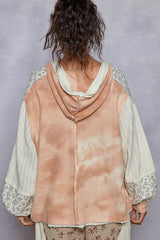 POL Raw Hem Washed Hoodie with Flower Patch OutfitFlow