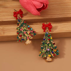 Christmas Tree Earrings with Bow OutfitFlow