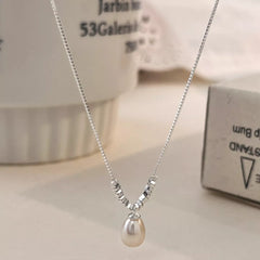 925 Sterling Silver Pearl Drop Necklace Trendsi