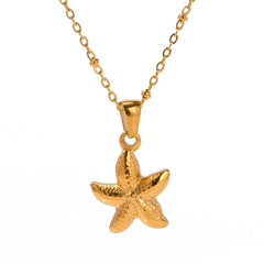 18K Gold Plated Starfish Pendant Necklace OutfitFlow