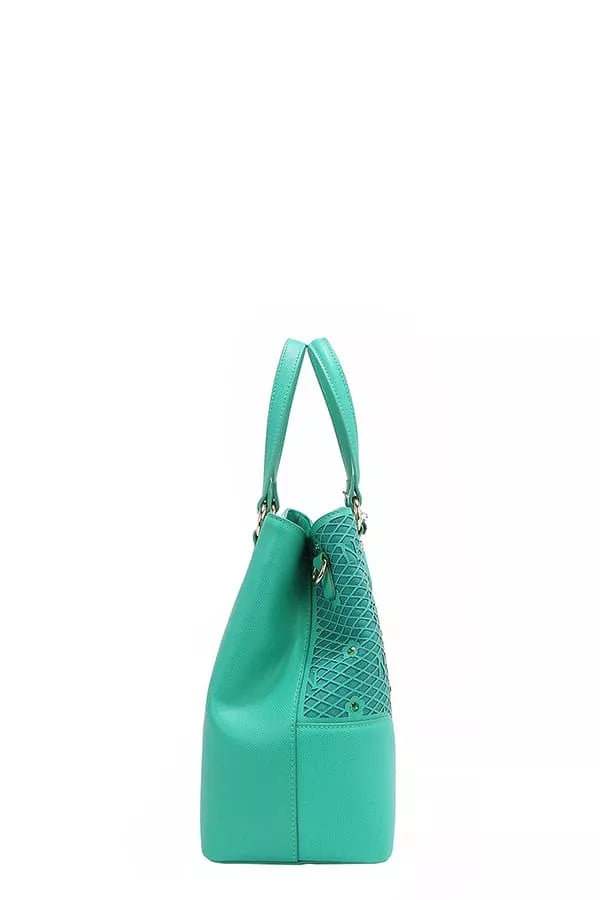 Nicole Lee USA Monogram Pattern Handbag with Rhinestones Decor Trendsi