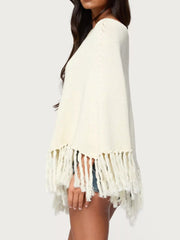Fringe Cape Sleeve Sweater OutfitFlow