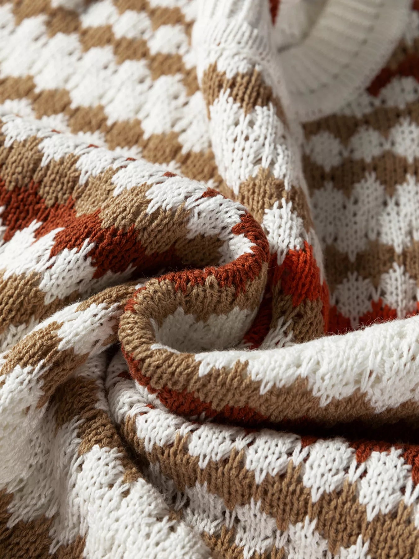 Stripe Eyelet Patterned Drop Shoulder Sweater OutfitFlow