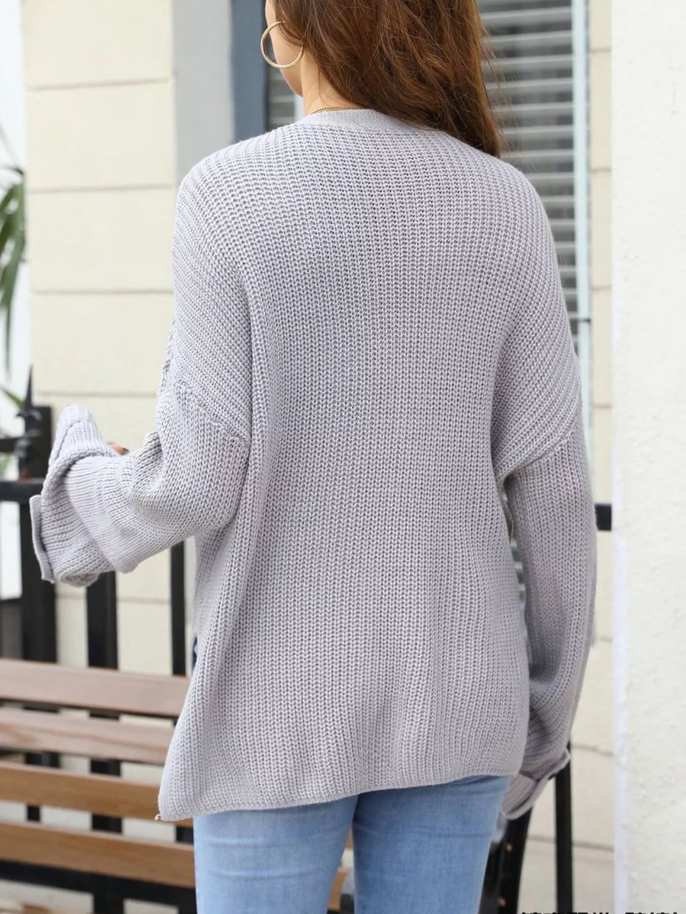 Oversized Knit Button-Down Cardigan Trendsi