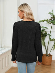V-Neck Long Sleeve Blouse OutfitFlow