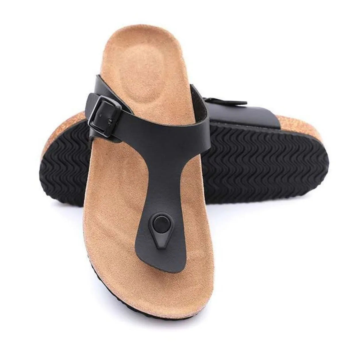Toe Post Flats Sandals Black OutfitFlow
