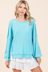 Mittoshop Mineral Wash Waffle Long Sleeve Sweatshirt OutfitFlow