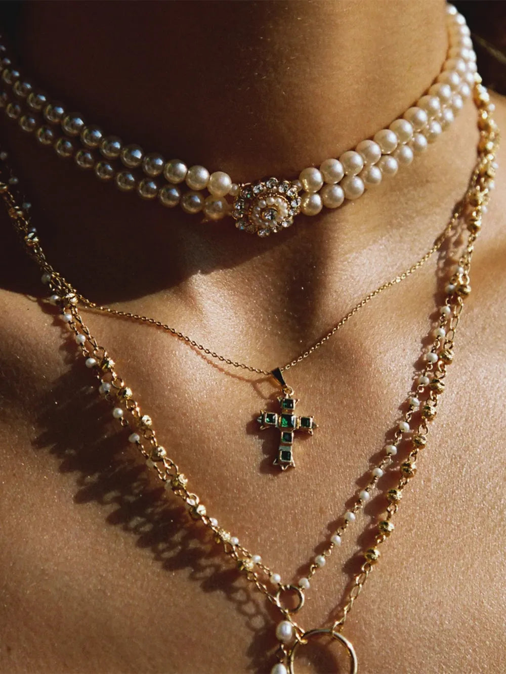 Stainless Steel Zircon Cross Pendant Necklace OutfitFlow