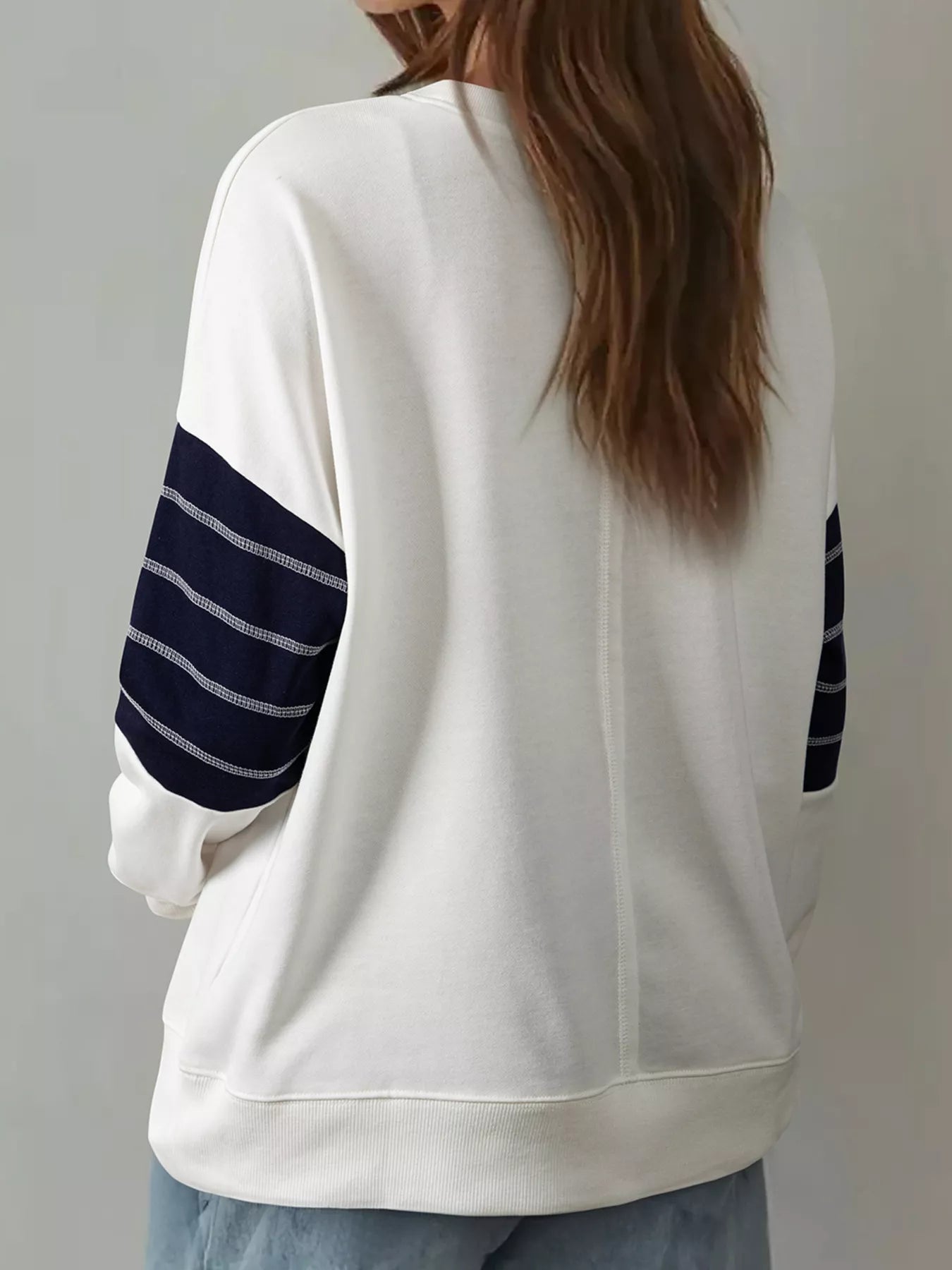 Exposed Seam Detail Color Block Patch Pocket Drop Shoulder Sweatshirt OutfitFlow