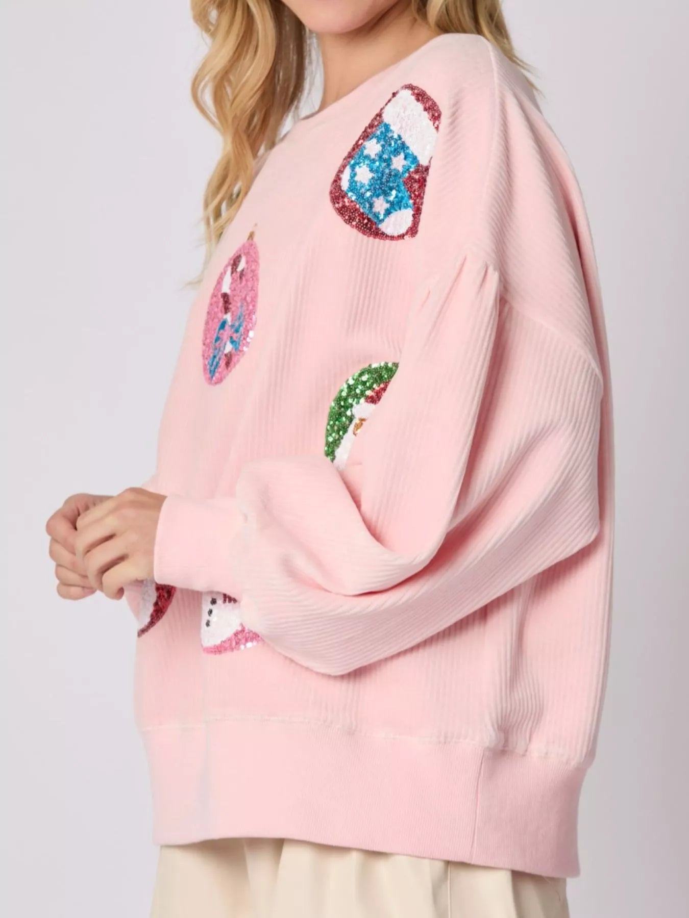 Christmas Sequin Embellished Sweatshirt OutfitFlow