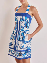 Printed Square Neck Midi Dress OutfitFlow