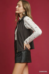 Umgee Zip-Front Fitted Vest with Pockets Trendsi