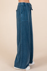 Outfit Flow - Mittoshop Mineral Wash French Terry Drawstring Wide Leg Pants