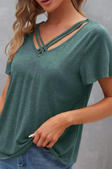 V-Neck Short Sleeve T-Shirt OutfitFlow
