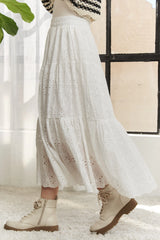 ADORA Elastic Waistband Tiered Midi Skirt OutfitFlow