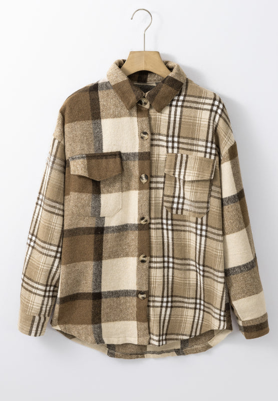 Plaid Button Up Flap Pocket Shacket