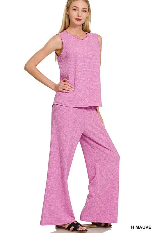 Zenana Cotton Slub Tank & Pants Set OutfitFlow