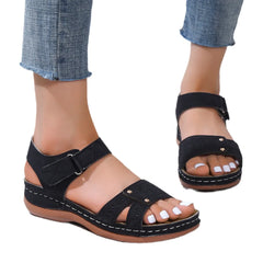 Classic Comfort Velcro Strap Platform Sandals OutfitFlow