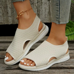 Open Toe Platform Sandals Beige OutfitFlow